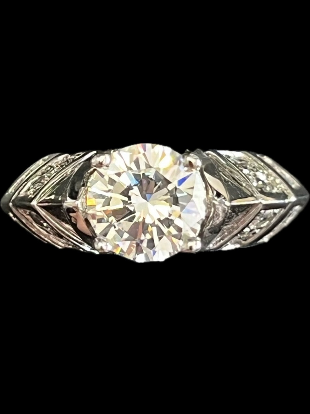 Victoria Wieck vintage brilliant cut solitaire engagement wedding ring silver